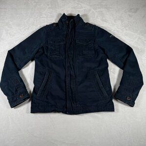 Abercrombie and Fitch Military Field Jacket Men Size M Blue Full Zip Y2K Vintage